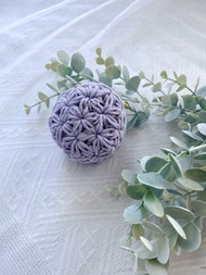 【淺紫色】手作鈎織花樣馬克龍迷你散子包零錢包吊飾耳機套鑰匙包