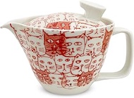 J-kitchens Hasamiyaki Teapot, Japanese Tea Strainer, 856.4 ft (240 m), Large, For 1-2 People, Cats (
