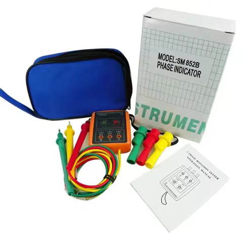 SM852B Phase Sequence Tester Indicator 3 Phase Rotation Tester Digital Phase Indicator Detector LED 