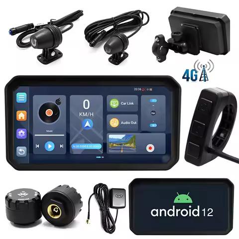 Portable 6 inch Motorcycle DVR GPS Navigation Wireless Carplay Android 12 Auto DVR Drive Recorder Mo
