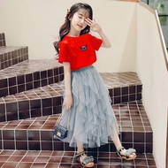 [2-14y] girl boy shirt set short sleeve tshirt skirt mesh shirt dress boy t shirt boy girl shirt boy
