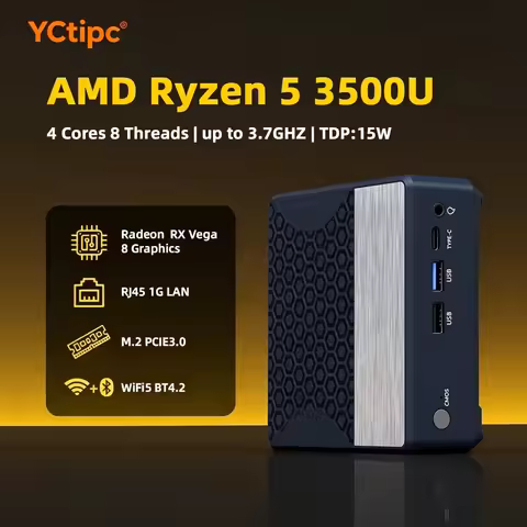 YCtipc Mini PC AMD Ryzen Windows 11 Pro 8G DDR4 120G SSD 2400MHz Wifi5 BT4.2 Gaming PC Gaming Comput
