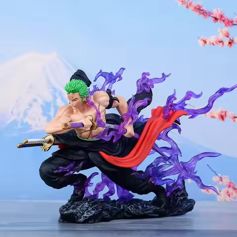 One Piece Handheld Drifting Knife Pulling Zoro Figures Gk Statue With Effect Piece Anime Trendy Play