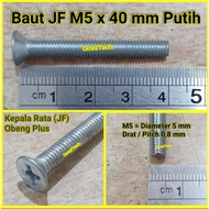 PUTIH Jf Bolt Flat Head Screwdriver Plus M5 x 40mm White Length 4cm M5x40