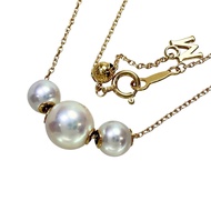 MIKIMOTO/ Mikimoto Akoya 珍珠項鍊，帶 M 吊墜，5.5-7.6 毫米珍珠，18K 黃金，3.5 克，45 厘米，女士款 [二手]