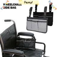 PDONY Wheelchair Side Bag Portable Reflective Strip Multi-pocketed Armrest Pouch