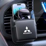 1/2pcs Car Air Vent Storage Holder PU Leather Car Air Outlet Phone Storage Box for Mitsubishi ASX La