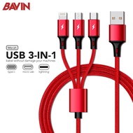 3 in 1 USB Fast Charger Cable iOS + Micro USB + Type C Original