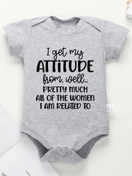 Baby Boy Cotton Bodysuit Grey Funny Text Print Urban Street Casual Toddler Clothes Fashion Hot Sale High Quality Infant Onesies