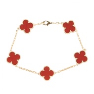 [Pre-owned] Van Cleef & Arpels Vintage Alhambra Carnelian Bracelet, 5 Motifs, VCARD35500, Wrist Size