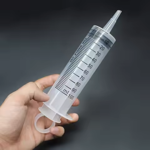 60/100ml Reusable Plastic Syringe Liquid Nutrient Measuring Tool for Animal Feed Syringe Glue Fillin