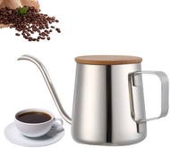 กาต้มสเเตนเลส กาต้มกาแฟ ถ้วยชงชากาต้มน้ำ กาดริปกาแฟ หม้อต้มกาแฟสด น้ำกาต้มน้ำเคสไม้ เครื่องทำกาแฟสด 350ml พร้อมไม้