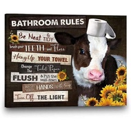 Cow Bathroom Wall Art Funny Cow Bathroom Rule Poster Paintings Picture Prints Artwork For Home Decor