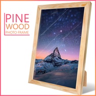 Solid Wooden Pine Wood Frame 4R 6R 8R 10R A4 A3 Photo Frame Bingkai Frame Gambar Kayu Natural Wood C
