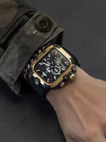 Armor Metal Case+Strap For Apple Watch Series 9 8 7 6 5 Se HD Glass Drop Resistant Waterproof Protec