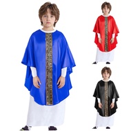 iixpin Kids Pope Halloween Costume Biblical Catholic Cardinal Bishop Cosplay Clothes Long Sleeve Zip