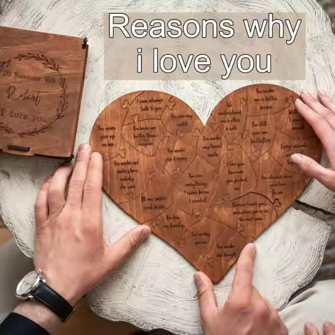 1 Box Valentine's Day Love Puzzle Anniversary Gift Wooden 20 Reasons To Love You Puzzle Wedding Part