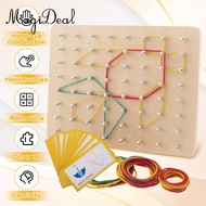 MagiDeal Wood Geoboard Set Montessori Toys Geometry Board for 3 4 5 Year Old Kids