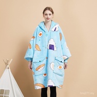 Factory Direct Supply Lamb Fleece TV Blanket Hooded Casual Lazy Blanket Lazy Printed Home Flannel Cl