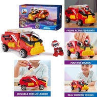 Authentic Paw Patrol The Mighty Movie Firetruck Toy with Marshall Mighty Pups Action Figure Lights and Sounds Kids Toys