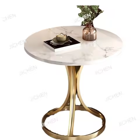 JC Marble Side Table Gold Metal Oak Coffee Bed Bedside Accent Living Room Balcony Sofa Coffee Table 