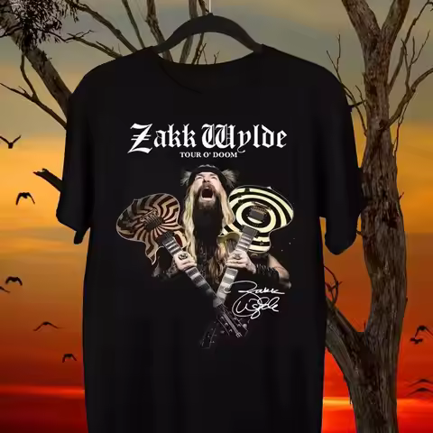 Rare Zakk Wylde Guitar Cotton T Shirt For Fan