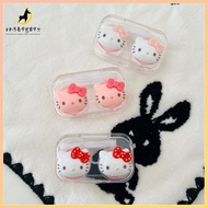 RM5B9G89Z โปร่งใส กล่องใส่คอนแทคเลนส์ Hello Kitty ซานริโอ แบบพกพา กล่องใส่คอนแทคเลนส์สำหรับเดินทาง ใ