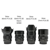 Zeiss 21mm/35mm/50mm/85mm ZE
