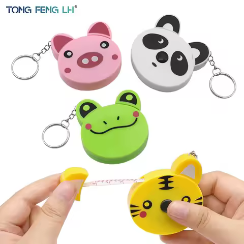 Cartoon Tape Measure 0-150cm 0-60 Inch Mini Portable Cute Animal Shape Key Ring Automatic Tape Measu