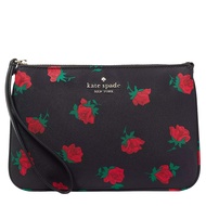 Kate Spade Chelsea Rose Toss Printed Medium Wristlet Pouch in Black Multi ke615