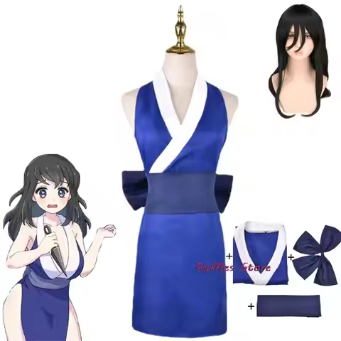 Suma Cosplay Costume Anime Kisatsutai Entertainment District Arc Uzui Tengen Wife Blue Kimono Wig Ca