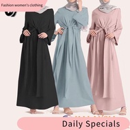 Muslim women's clothing ♛Abaya Muslimah Dress Women Plain Jubah Baju kurung Muslim Long Sleeve Dress Women Dresses gown for women plus size✧