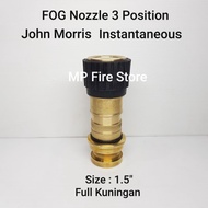 FOG NOZZLE JOHN MORRIS 1.5 in JET SPRAY 3 POSITION BRASS INSTANTANEOUS