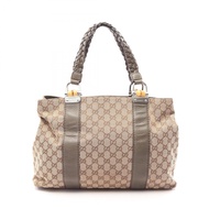 【二手】Gucci GUCCI 竹節 GG 帆布手提包 232947 米色/卡其色帆布皮革竹節手提包 女士二手 B