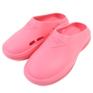 Unused PRADA 1S811M Triangle Logo Rubber Sandals/Mules/Slip-ons, Pink, Size 36, Box Included, Made i