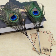 European Retro Feather Pen Selected Peacock Feather Craft Pen Creative Signature Pen Ballpoint Pen B