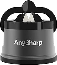 AnySharp Pro - World's Best Knife Sharpener - For All Knives and Serrated Blades - Gun Metal