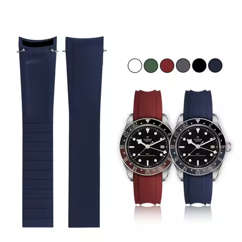 Fit For Tudor Black Bay 58 BB58 20mm CTS FKM Rubber Strap Curved End Design With Deployment Clasp Wa
