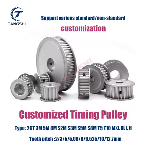 Customized 2GT S2M 3M 5M 8M S3M S5M S8M T5 T10 MXL XL L H Timing Pulley Tooth Pitch 2/3/5/8/10/12.7m