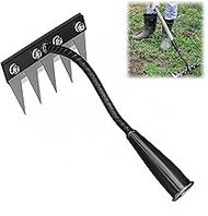 Multi-Tine Weeding Rake Tool - 5/6/7/8 Steel Tines | Heavy-Duty Rustproof Garden for Flower Beds, Co