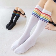 1/2 Pairs Women Rainbow LGBTQ Pattern Mid-Calf Socks, For Pride