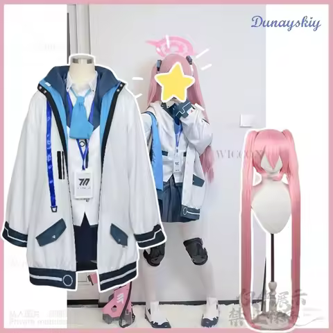 Anime Game Blue Archive Cosplay Kurosaki Koyuki Costume JK School Uniform Wear Coat Dress Lolita Wig