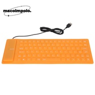 USB Wired Keyboard, 85 Keys Waterproof Silicone Keyboard, Portable Black/Orange/White Silent Keys Fo