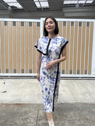 [FAFALU Dolly Dress ]ฺ Dolly Dress เดรสคอกลม ผ้าปริ้นท์ลาย เดินกุ้นสีดำตัดกับลายผ้า(Pre order 7-14 ว