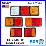 GBS Truck/Lori LED Tail Lamp Tail Light 12V 24V Red Yellow Lampu Belakang Lori Aksesori