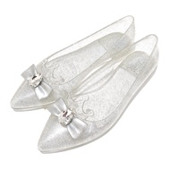 2025 New Flat Pointed Women's Sandals Crystal PVC Temperament Rhinestone Sandals Jelly One Foot Fair