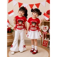 MERAH Girls' Independence Day 17 August Red and White Cute Character Indonesian Independence Day Out