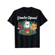 MenS Smores Squad Black T-Shirt - Funny Camping & Fire-Themed Cotton Tee With Smores Illustration, C