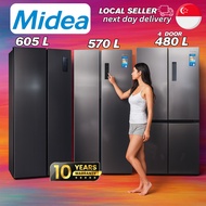 Midea Refrigerator 480L 570L 605L – Inverter Fridge, Auto De-Frost, Energy Saving, 10-Year Compresso