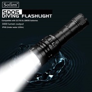 Sofirn ไฟฉายดำน้ำ3000lm อันทรงพลัง,SD05ใต้น้ำกันน้ำ100เมตร IPX8ใช้ Luminus SST70 LED